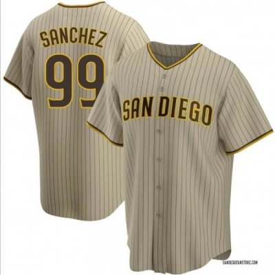 Men Padres 99 Gary Sanchez BroWn Nike Cool base Jersey