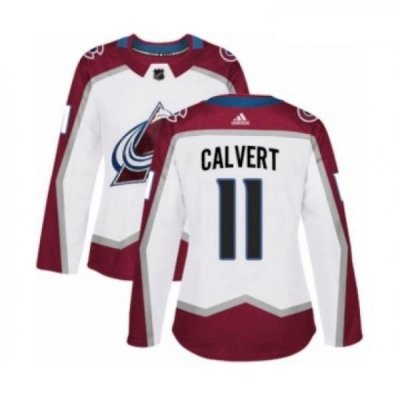 Womens Adidas Colorado Avalanche 11 Matt Calvert Authentic White Away NHL Jersey