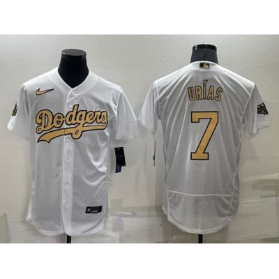 Men Los Angeles Dodgers 7 Julio Urias 2022 All Star White Flex Base Stitched Baseball Jersey