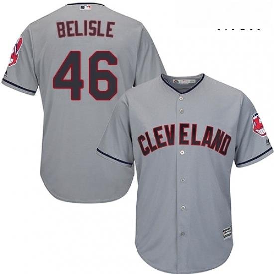 Mens Majestic Cleveland Indians 46 Matt Belisle Replica Grey Road Cool Base MLB Jersey