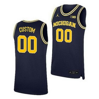 Michigan Wolverines Custom Navy Replica College Basketball Jersey