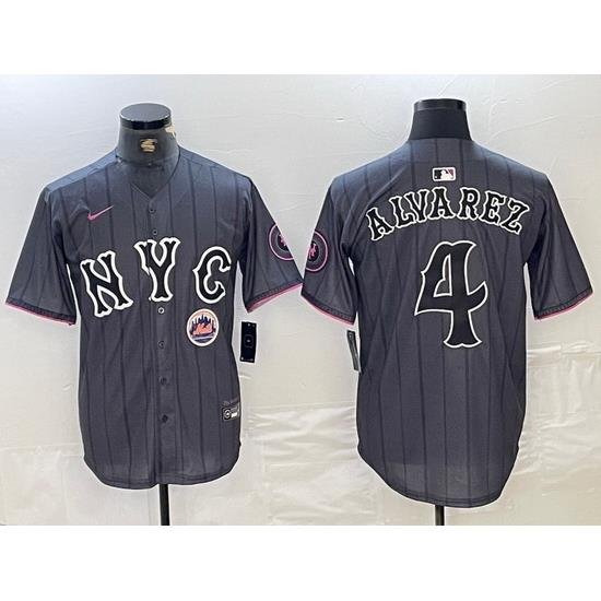 Men NeW York Mets 4 Francisco Alvarez Graphite 2024 City Connect Limited Stitched Baseball Jersey