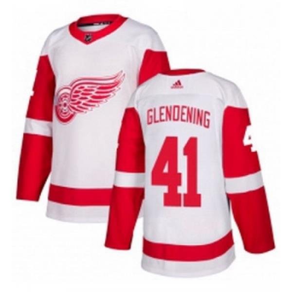 Womens Adidas Detroit Red Wings 41 Luke Glendening Authentic White Away NHL Jersey