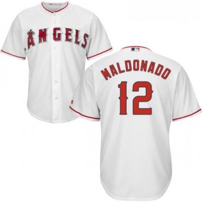 Youth Majestic Los Angeles Angels of Anaheim 12 Martin Maldonado Replica White Home Cool Base MLB Jersey