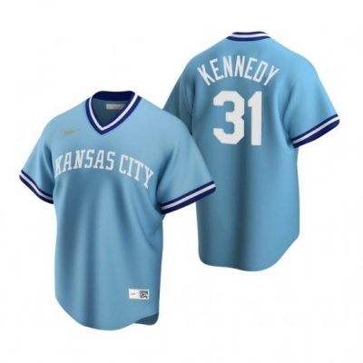 Mens Nike Kansas City Royals 31 Ian Kennedy Light Blue CooperstoWn Collection Road Stitched Baseball Jerse