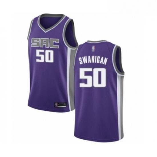 Womens Sacramento Kings 50 Caleb Swanigan Swingman Purple Basketball Jersey Icon Edition