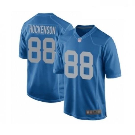 Men Detroit Lions 88 TJ Hockenson Game Blue Alternate Football Jersey