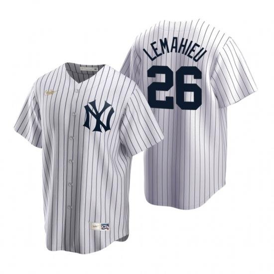 Mens Nike NeW York Yankees 26 DJ LeMahieu White CooperstoWn Collection Home Stitched Baseball Jersey