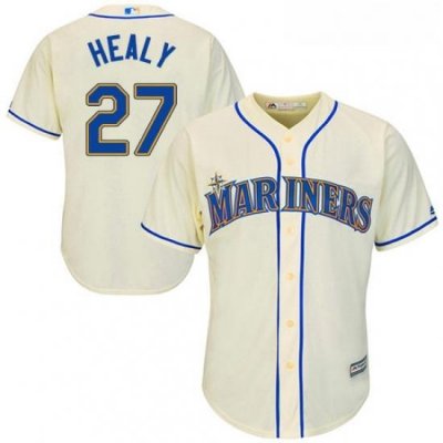 Youth Majestic Seattle Mariners 27 Ryon Healy Replica Cream Alternate Cool Base MLB Jersey