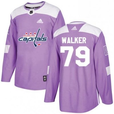 Mens Adidas Washington Capitals 79 Nathan Walker Authentic Purple Fights Cancer Practice NHL Jersey