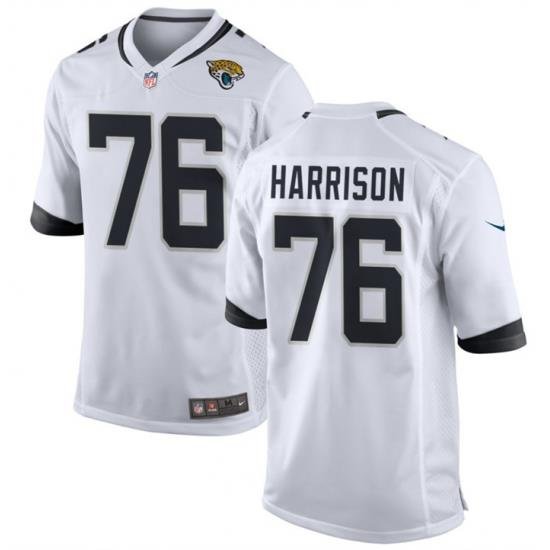 Men Jacksonville Jaguars 76 Anton Harrison White 2023 Draft Stitched Game Jersey