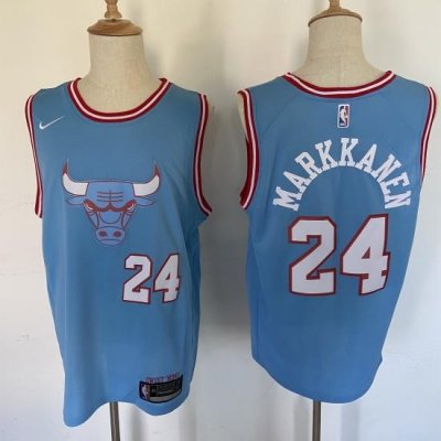 Men Chicago Bulls 24 Laur Markkanen Blue Nike City Edition Swingman Jersey