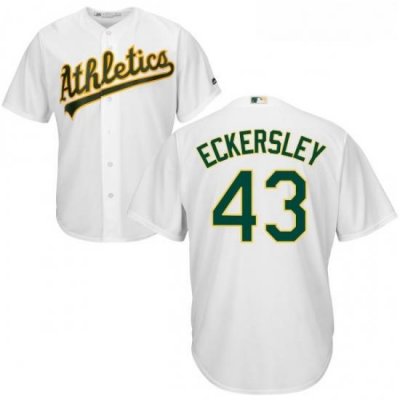 Youth Majestic Oakland Athletics 43 Dennis Eckersley Replica White Home Cool Base MLB Jersey