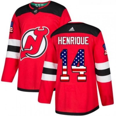 Youth Adidas New Jersey Devils 14 Adam Henrique Authentic Red USA Flag Fashion NHL Jersey