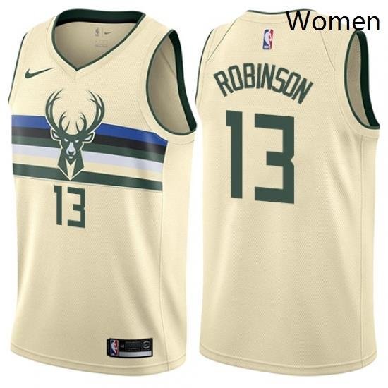 Womens Nike Milwaukee Bucks 13 Glenn Robinson Swingman Cream NBA Jersey City Edition