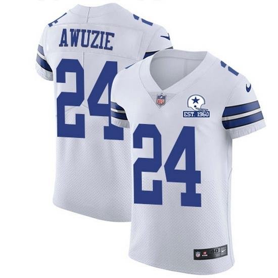 Nike Cowboys 24 Chidobe Awuzie White Men Stitched With Established In 1960 Patch NFL New Elite Jersey