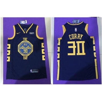 Warriors 30 Stephen Curry Navy City Edition Nike Authentic Jersey