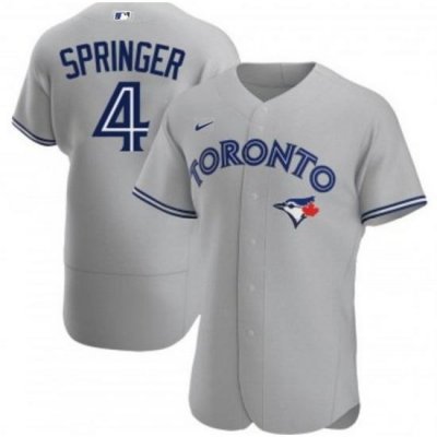 Men Toronto Blue Jays 4 George Springer Grey Flex Base Stitched Jerse