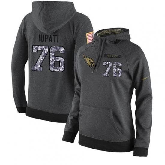 NFL Women Nike Arizona Cardinals 76 Mike Iupati Stitched Black Anthracite Salute to Service Player Performance Hoodie