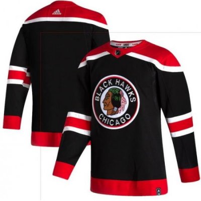 Men Chicago Blackhawks Blank Black 2020 21 Reverse Retro Adidas Jersey