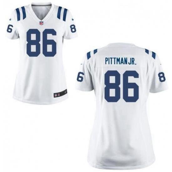 Women Nike Colts 86 Michael Pittman Jr. White Vapor Limited Stitched NFL Jersey