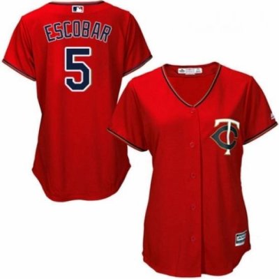 Womens Majestic Minnesota Twins 5 Eduardo Escobar Authentic Scarlet Alternate Cool Base MLB Jersey