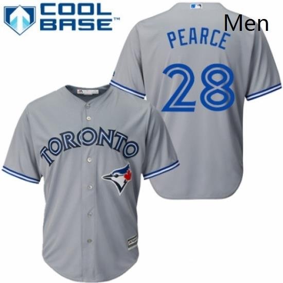 Mens Majestic Toronto Blue Jays 28 Steve Pearce Replica Grey Road MLB Jersey