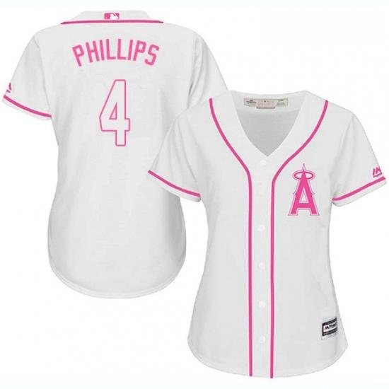 Womens Majestic Los Angeles Angels of Anaheim 4 Brandon Phillips Authentic White Fashion Cool Base MLB Jersey