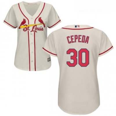 Womens Majestic St Louis Cardinals 30 Orlando Cepeda Replica Cream Alternate Cool Base MLB Jersey