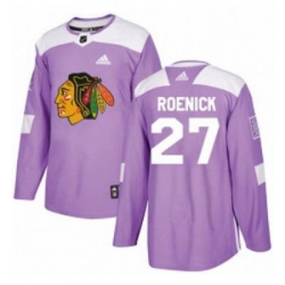 Youth Adidas Chicago Blackhawks 27 Jeremy Roenick Authentic Purple Fights Cancer Practice NHL Jersey