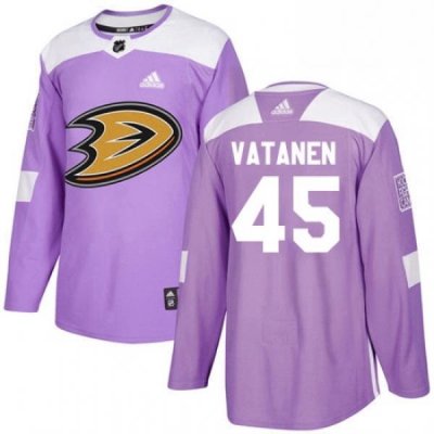 Mens Adidas Anaheim Ducks 45 Sami Vatanen Authentic Purple Fights Cancer Practice NHL Jersey