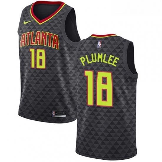 Youth Nike Atlanta Hawks 18 Miles Plumlee Authentic Black Road NBA Jersey Icon Edition