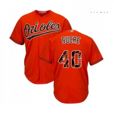 Mens Baltimore Orioles 40 Jesus Sucre Authentic Orange Team Logo Fashion Cool Base Baseball Jersey