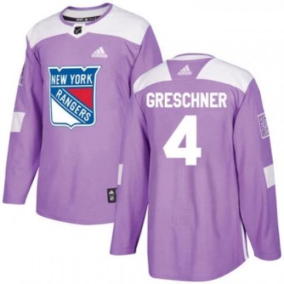 Youth Adidas New York Rangers 4 Ron Greschner Authentic Purple Fights Cancer Practice NHL Jersey