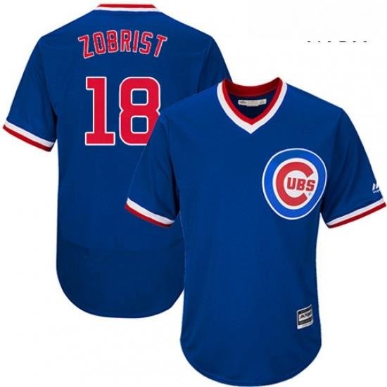 Mens Majestic Chicago Cubs 18 Ben Zobrist Replica Royal Blue Cooperstown Cool Base MLB Jersey