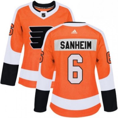 Womens Adidas Philadelphia Flyers 6 Travis Sanheim Premier Orange Home NHL Jersey