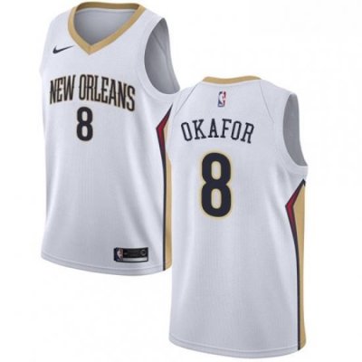 Mens Nike New Orleans Pelicans 8 Jahlil Okafor Swingman White NBA Jersey Association Edition