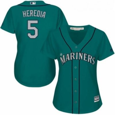 Womens Majestic Seattle Mariners 5 Guillermo Heredia Authentic Teal Green Alternate Cool Base MLB Jersey