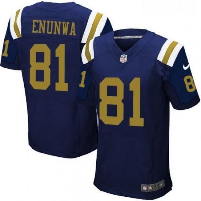 Mens Nike NeW York Jets 81 Quincy EnunWa Elite Navy Blue Alternate NFL Jersey