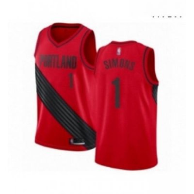 Mens Portland Trail Blazers 1 Anfernee Simons Authentic Red Basketball Jersey Statement Edition