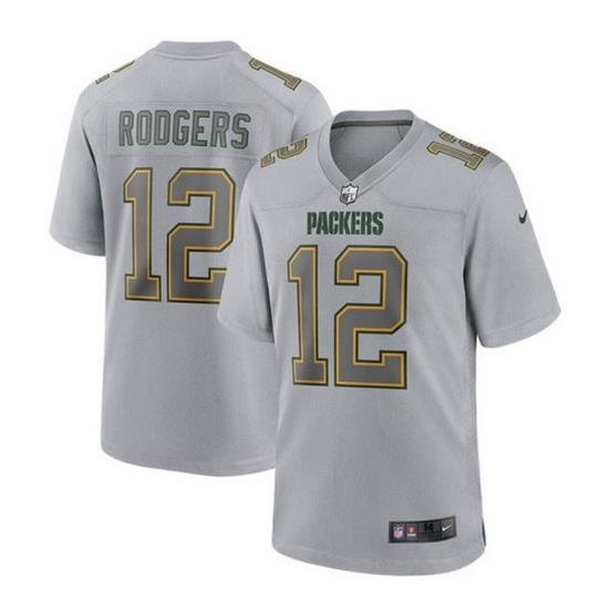 Men Green Bay Packers 12 Aaron Rodgers Gray Atmosphere Fashion Stitched Game Jersey