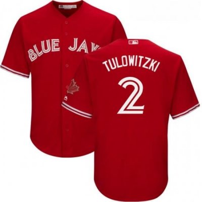 Youth Majestic Toronto Blue Jays 2 Troy Tulowitzki Replica Scarlet Alternate MLB Jersey