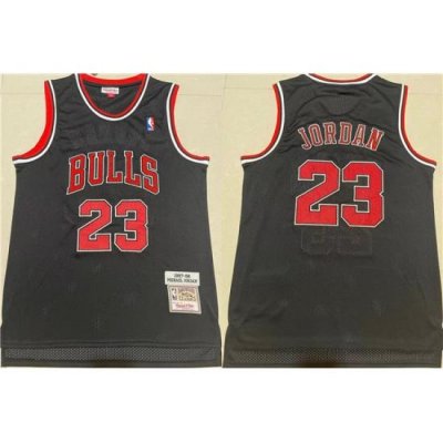 Men Chicago Bulls 23 Michael Jordan 1997 98 Black Throwback Stitched Jersey