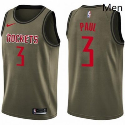 Mens Nike Houston Rockets 3 Chris Paul Swingman Green Salute to Service NBA Jersey