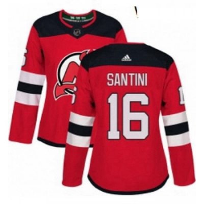 Womens Adidas New Jersey Devils 16 Steve Santini Authentic Red Home NHL Jersey