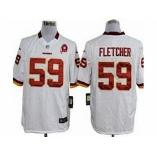 Nike Washington Redskins 59 London Fletcher White Game 80TH Patch NFL Jersey