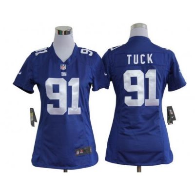 Women Nike New York Giants 91 Justin Tuck Game Blue Jersey