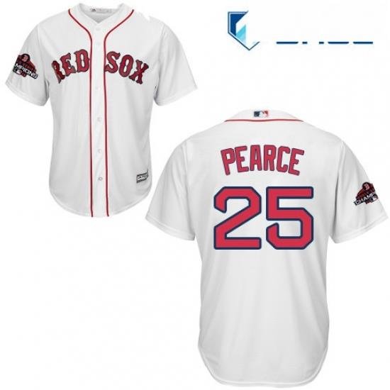 Youth Majestic Boston Red Sox 25 Steve Pearce Authentic White Home Cool Base 2018 World Series Champions MLB Jersey