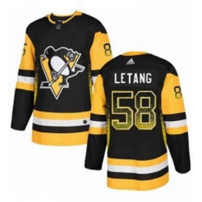 Mens Adidas Pittsburgh Penguins 58 Kris Letang Authentic Black Drift Fashion NHL Jersey