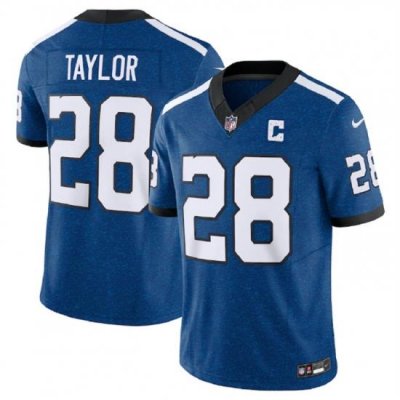 Men Indianapolis Colts 28 Jonathan Taylor Royal 2023 F U S E Indiana Nights Limited Stitched Football Jersey